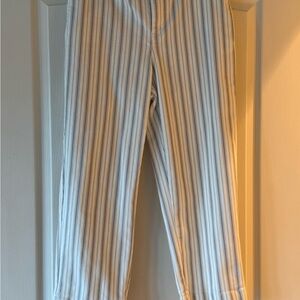 Talbots Cream Pants with Cream and Gray Vertical Stripes